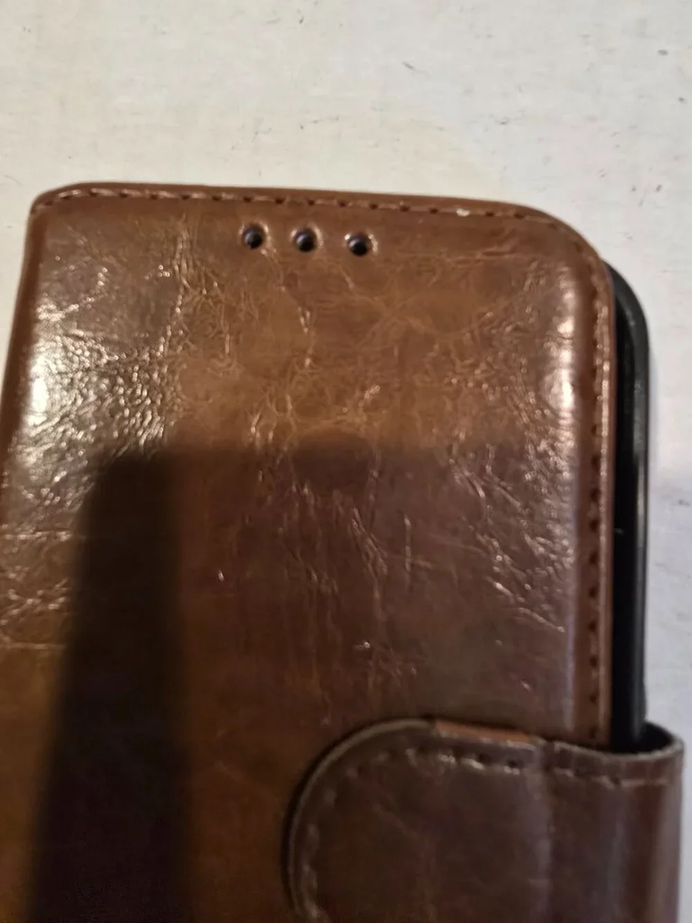 Phone Case Brown Leather Magnetic Closure Wallet Credit Cards 3